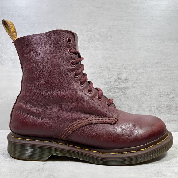Dr Martens 1460 Pascal Virginia Leather Boots - Women's Size 7 - Burgundy - Picture 5 of 10